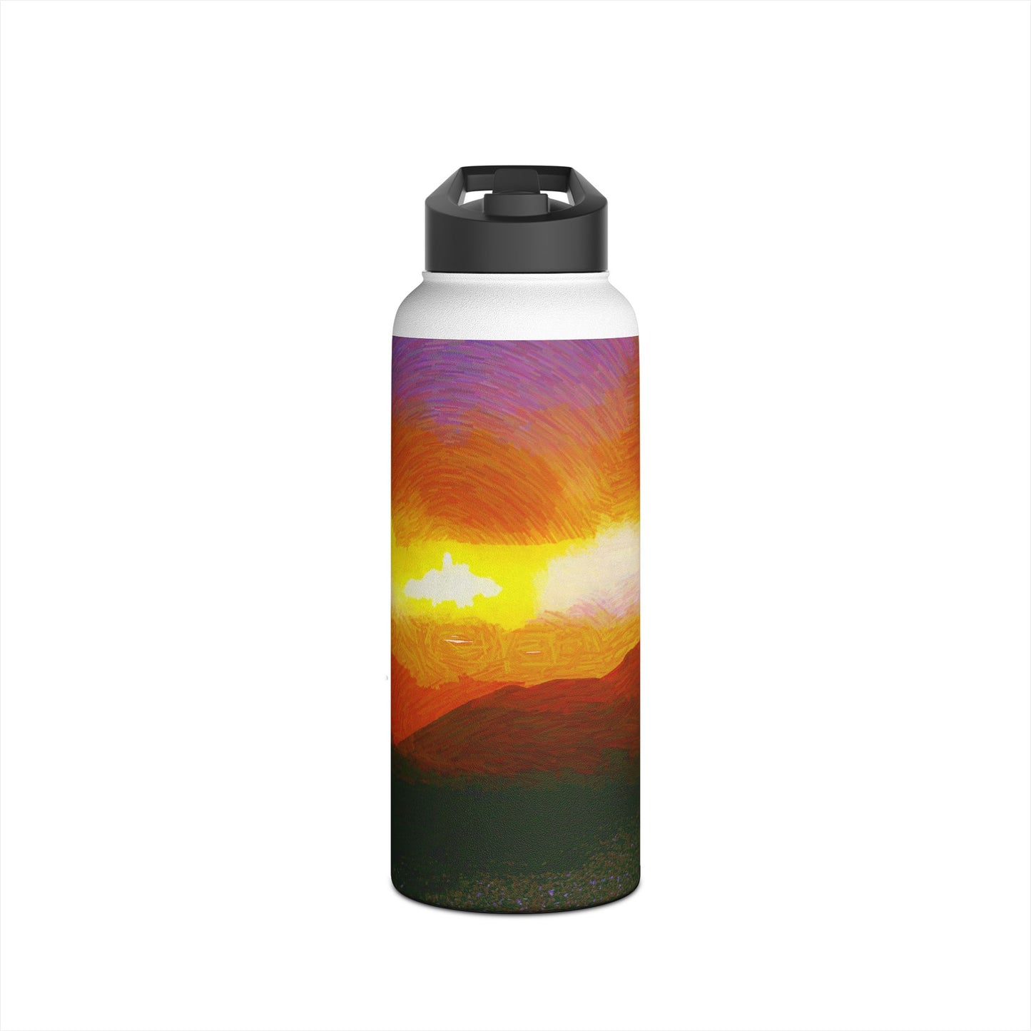 Custom Designed Stainless Steel Water Bottle Available In Three Sizes From The Sunset Series at Intriguing Vistas