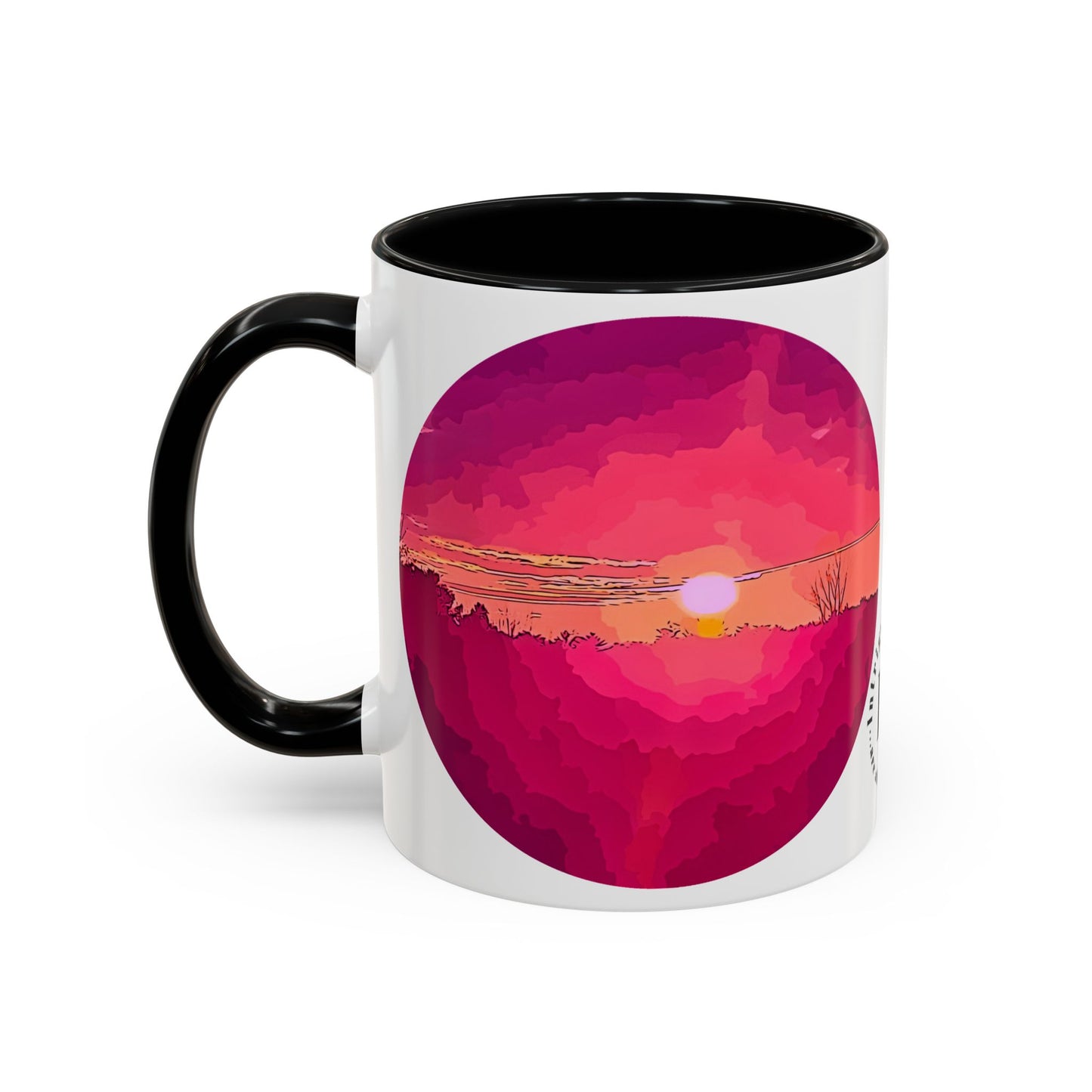 Custom Designed Black Accent Coffee Mug Available In Two Sizes From The Sunset Series At Intriguing Vistas