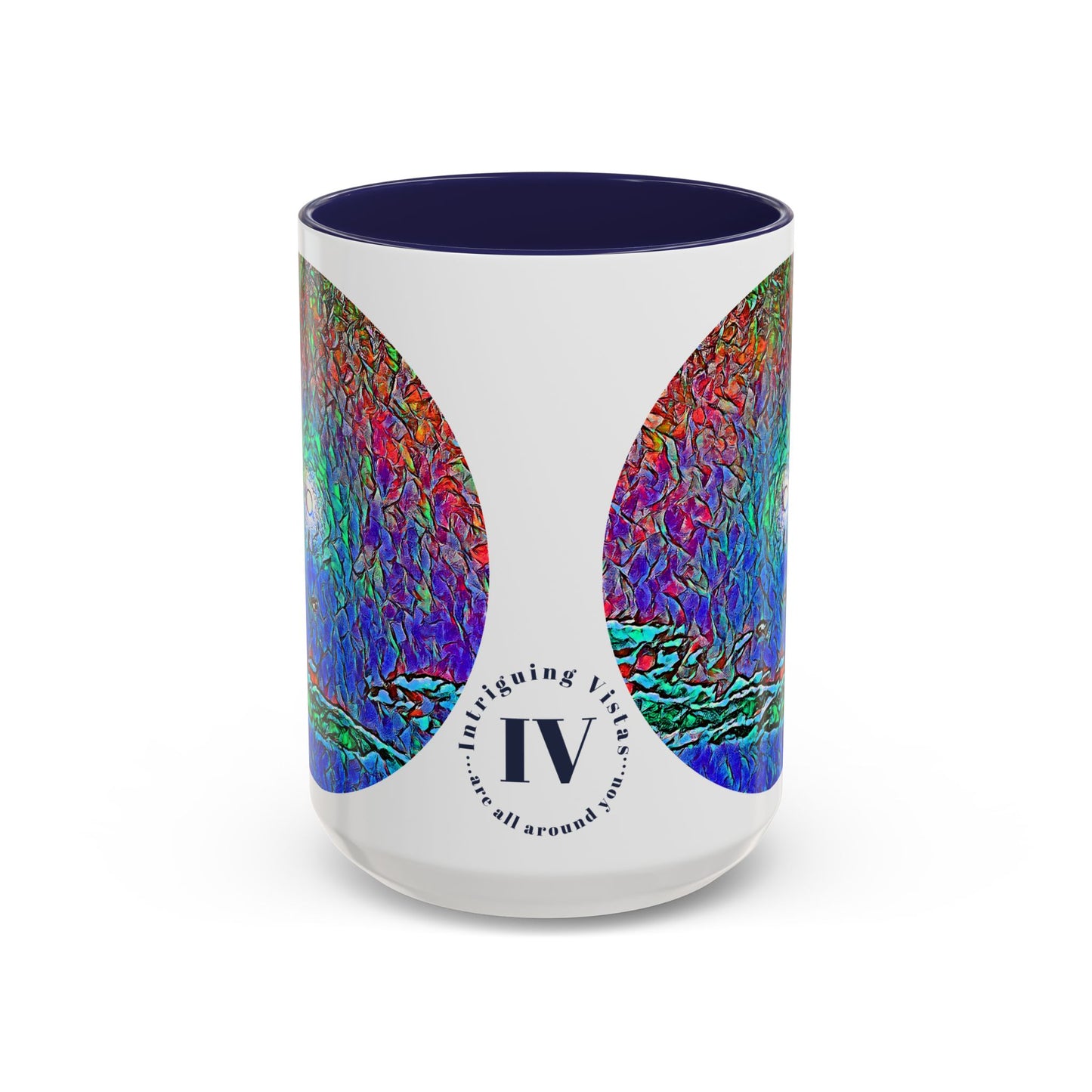Custom Designed Navy Accent Coffee Mug Available In Two Sizes From The Night Sky Series At Intriguing Vistas