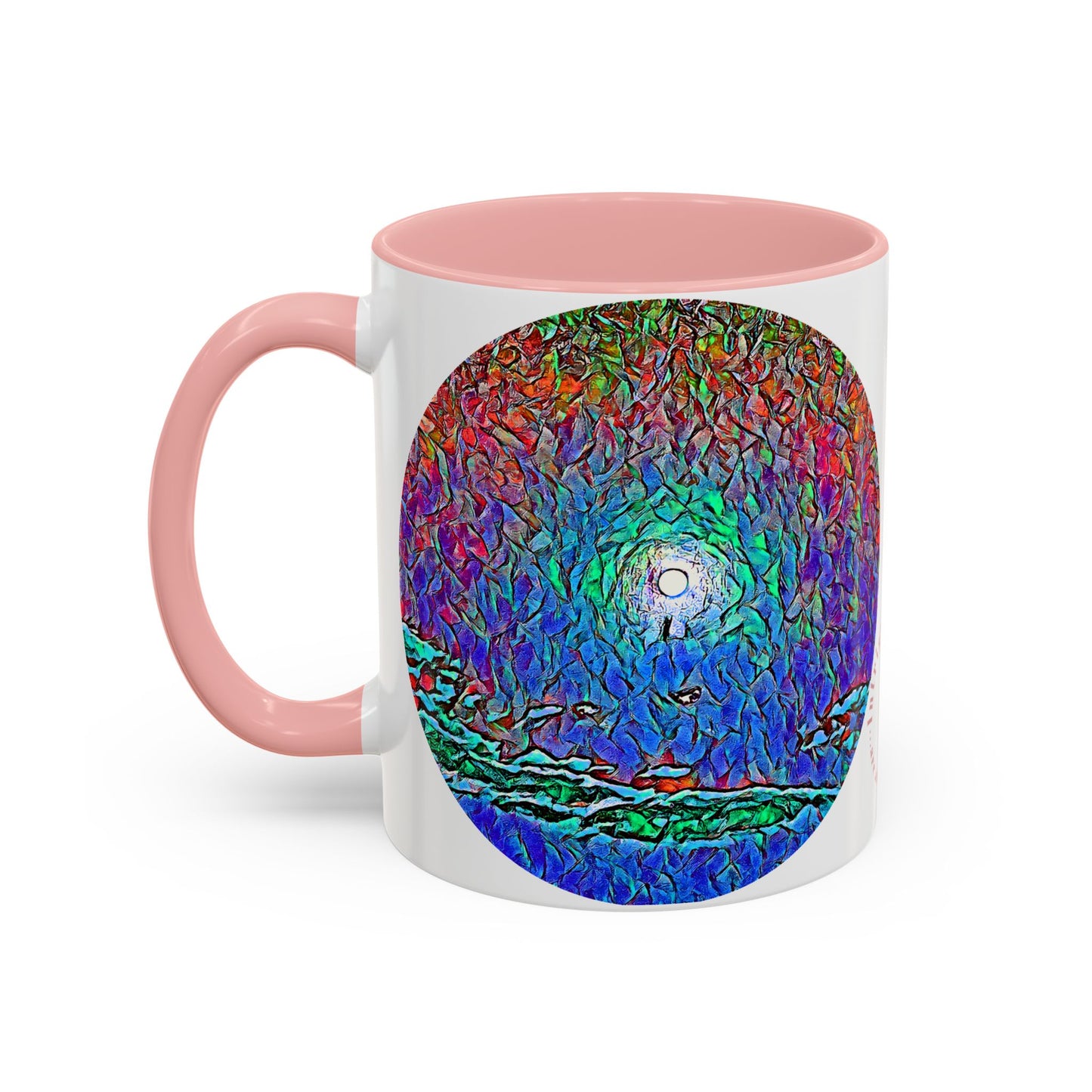 Custom Designed Pink Accent Coffee Mug Available In Two Sizes From The Night Sky Series At Intriguing Vistas
