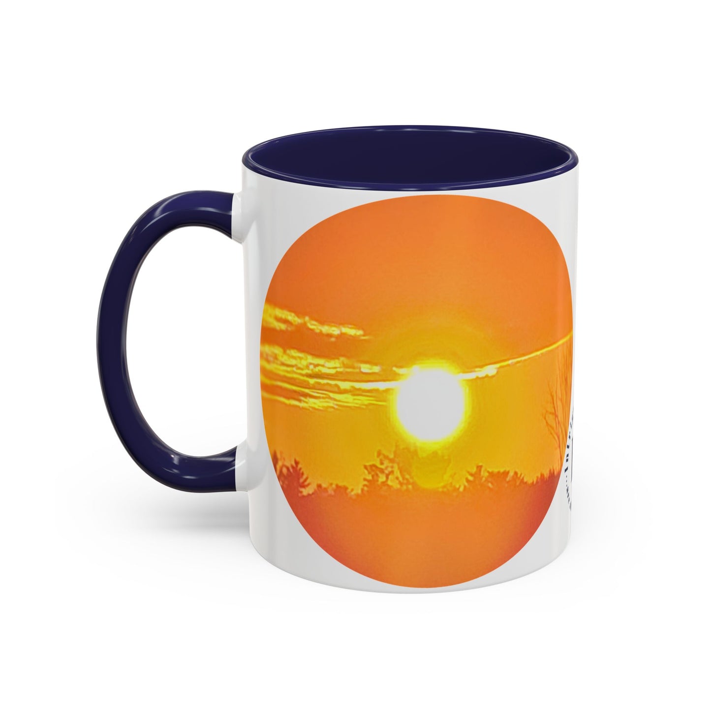 Custom Designed Navy Accent Coffee Mug Available In Two Sizes From The Sunset Series At Intriguing Vistas