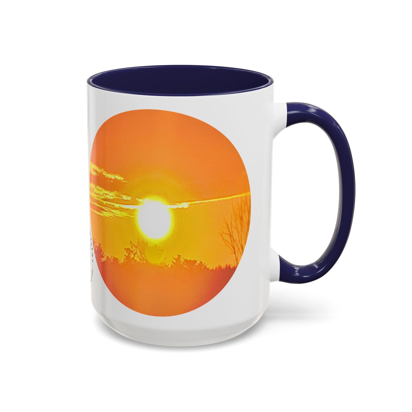 Custom Designed Navy Accent Coffee Mug Available In Two Sizes From The Sunset Series At Intriguing Vistas