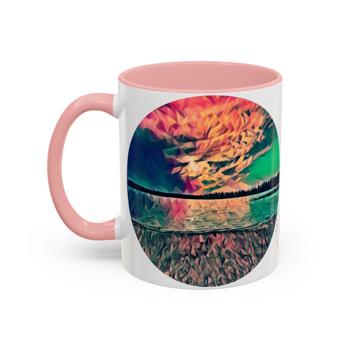 Custom Designed Pink Accent Coffee Mug Available In Two Sizes From The Sunset Series At Intriguing Vistas