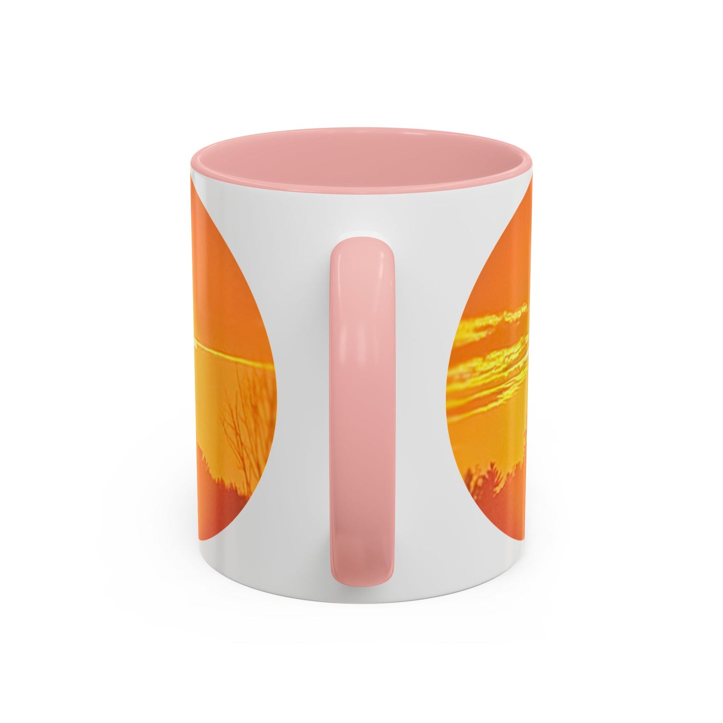 Custom Designed Pink Accent Coffee Mug Available In Two Sizes From The Sunset Series At Intriguing Vistas