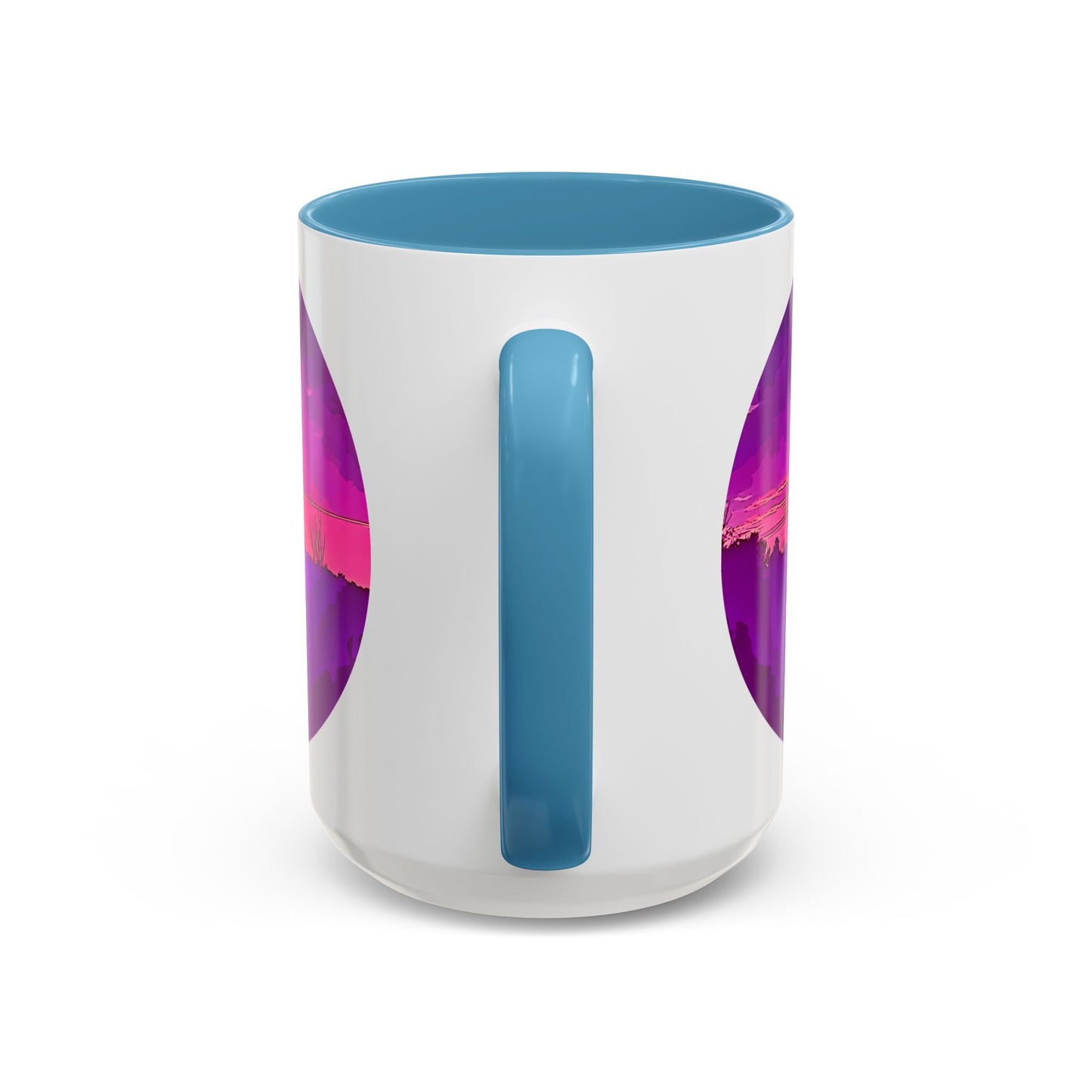 Custom Designed Lt Blue Accent Coffee Mug Available In Two Sizes From The Sunset Series At Intriguing Vistas