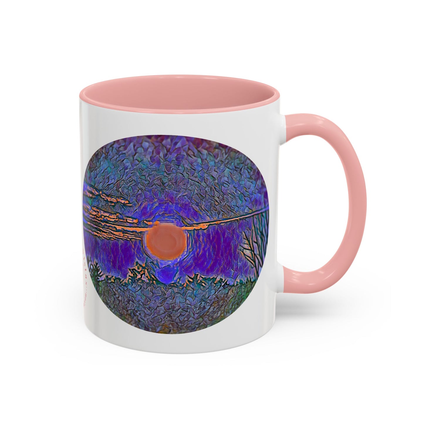 Custom Designed Pink Accent Coffee Mug Available In Two Sizes From The Sunset Series At Intriguing Vistas
