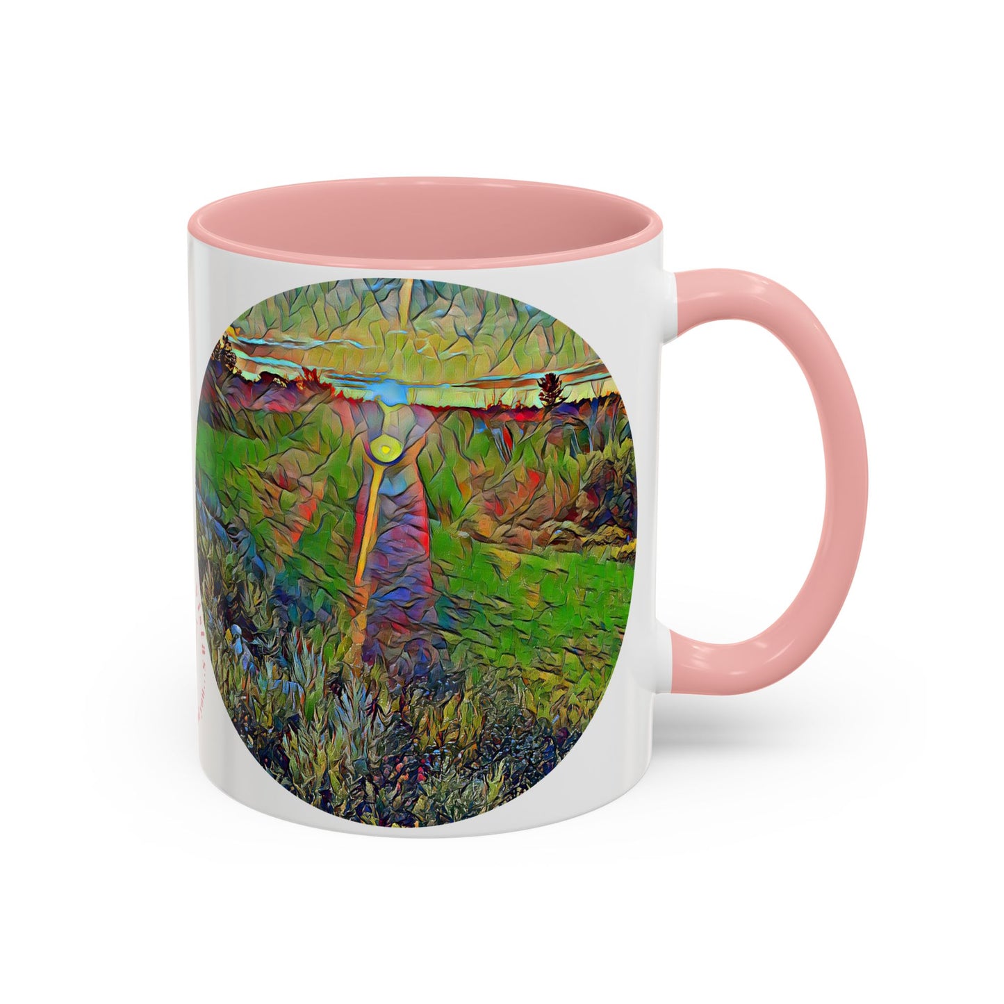 Custom Designed Pink Accent Coffee Mug Available In Two Sizes From The Sunset Series At Intriguing Vistas