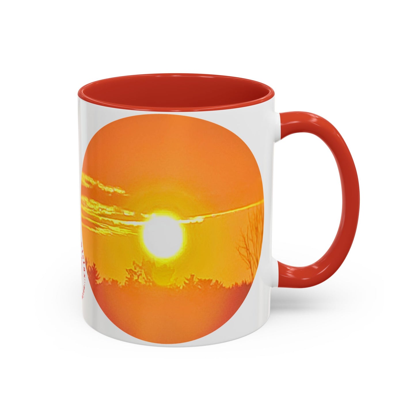 Custom Designed Red Accent Coffee Mug Available In Two Sizes From The Sunset Series At Intriguing Vistas