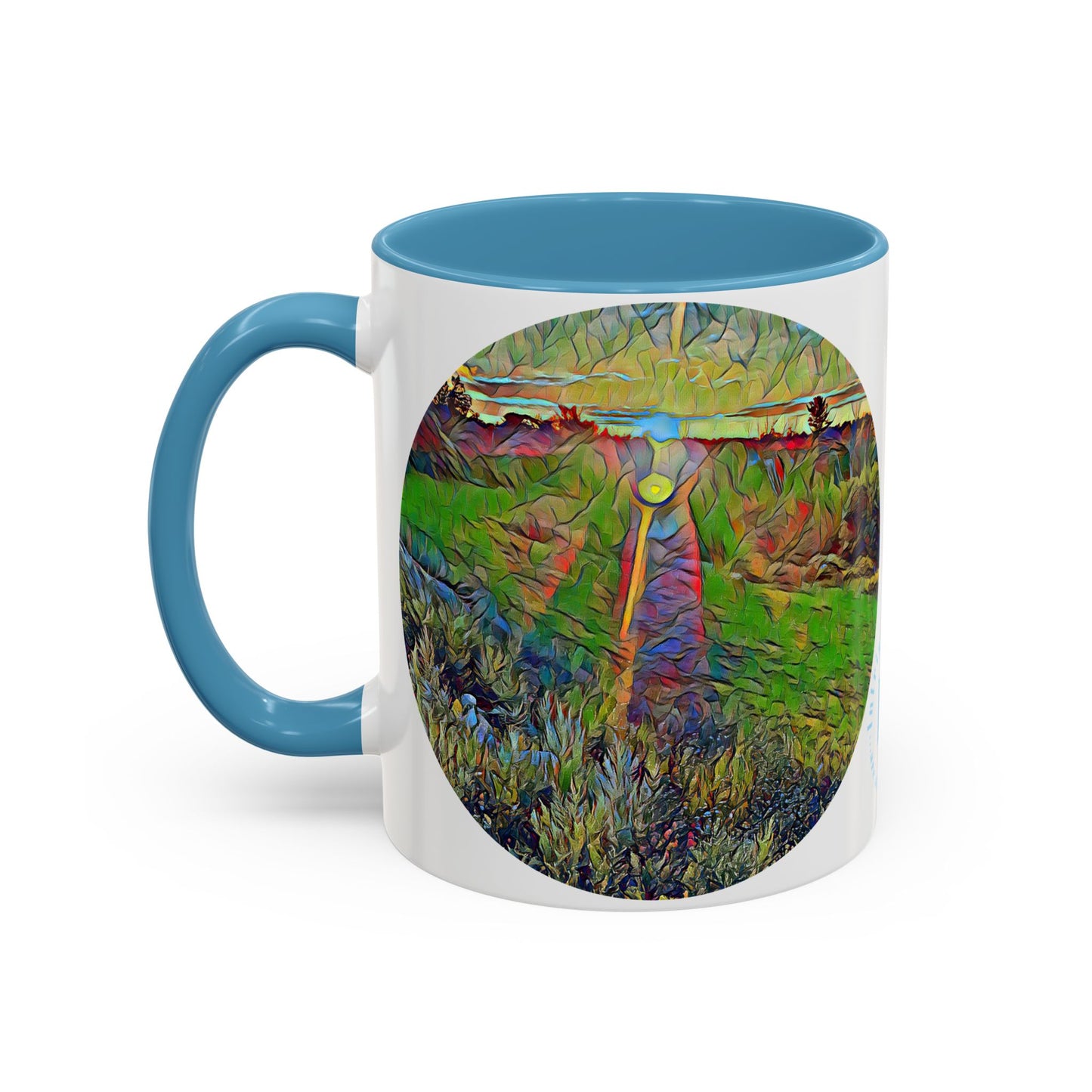 Custom Designed Lt Blue Accent Coffee Mug Available In Two Sizes From The Sunset Series At Intriguing Vistas