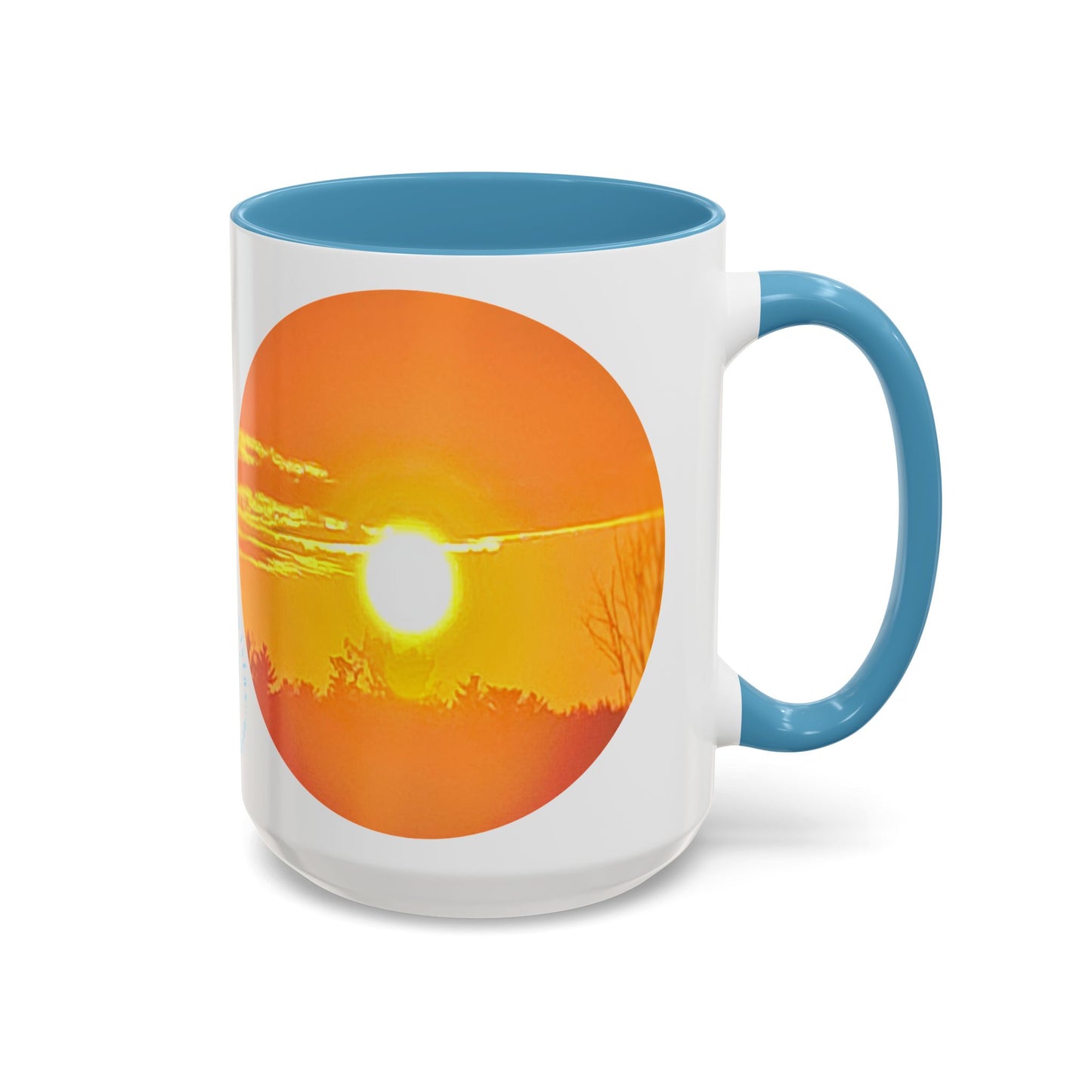 Custom Designed Lt Blue Accent Coffee Mug Available In Two Sizes From The Sunset Series At Intriguing Vistas
