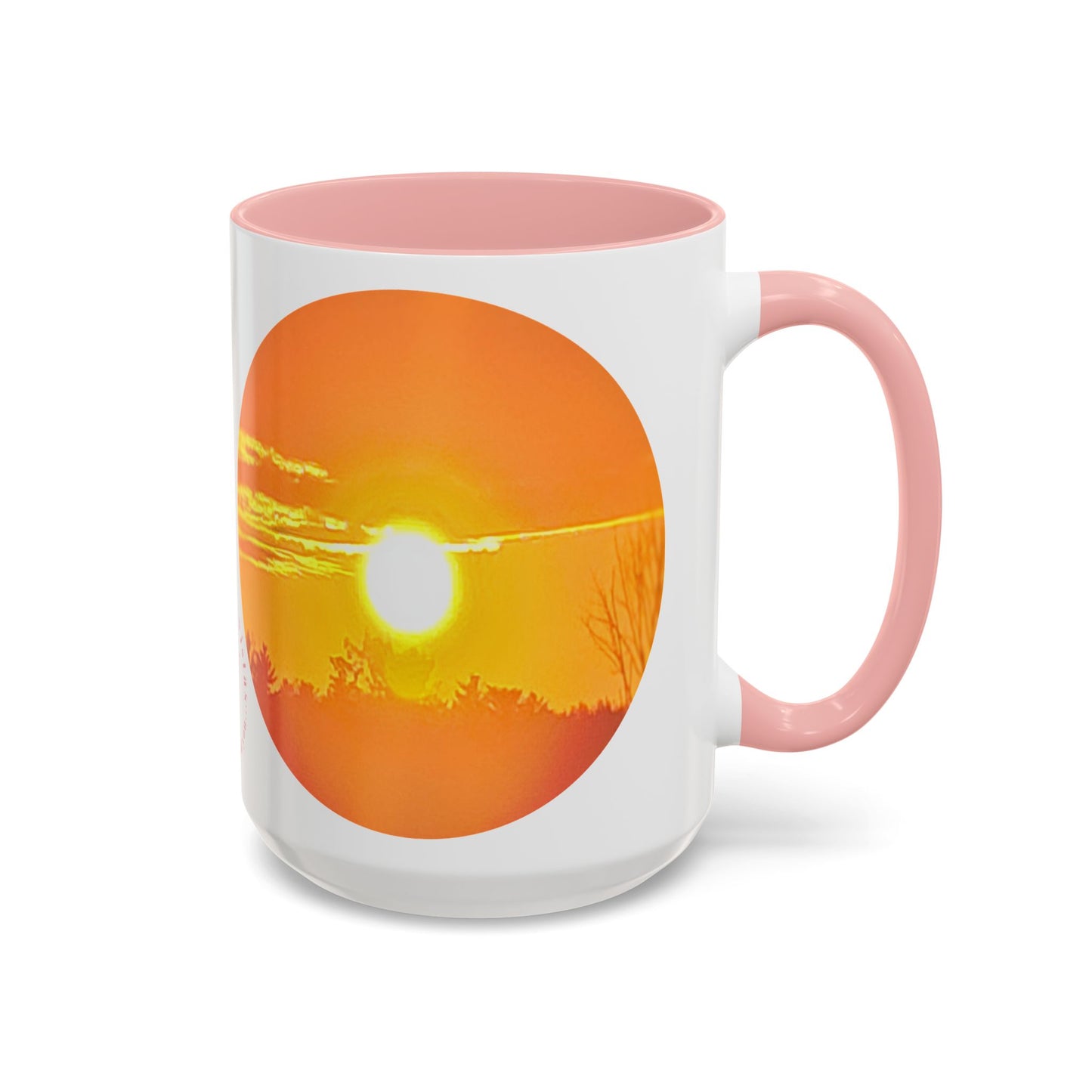 Custom Designed Pink Accent Coffee Mug Available In Two Sizes From The Sunset Series At Intriguing Vistas