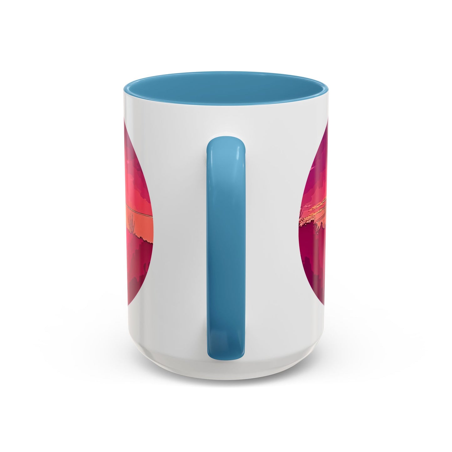 Custom Designed Lt Blue Accent Coffee Mug Available In Two Sizes From The Sunset Series At Intriguing Vistas