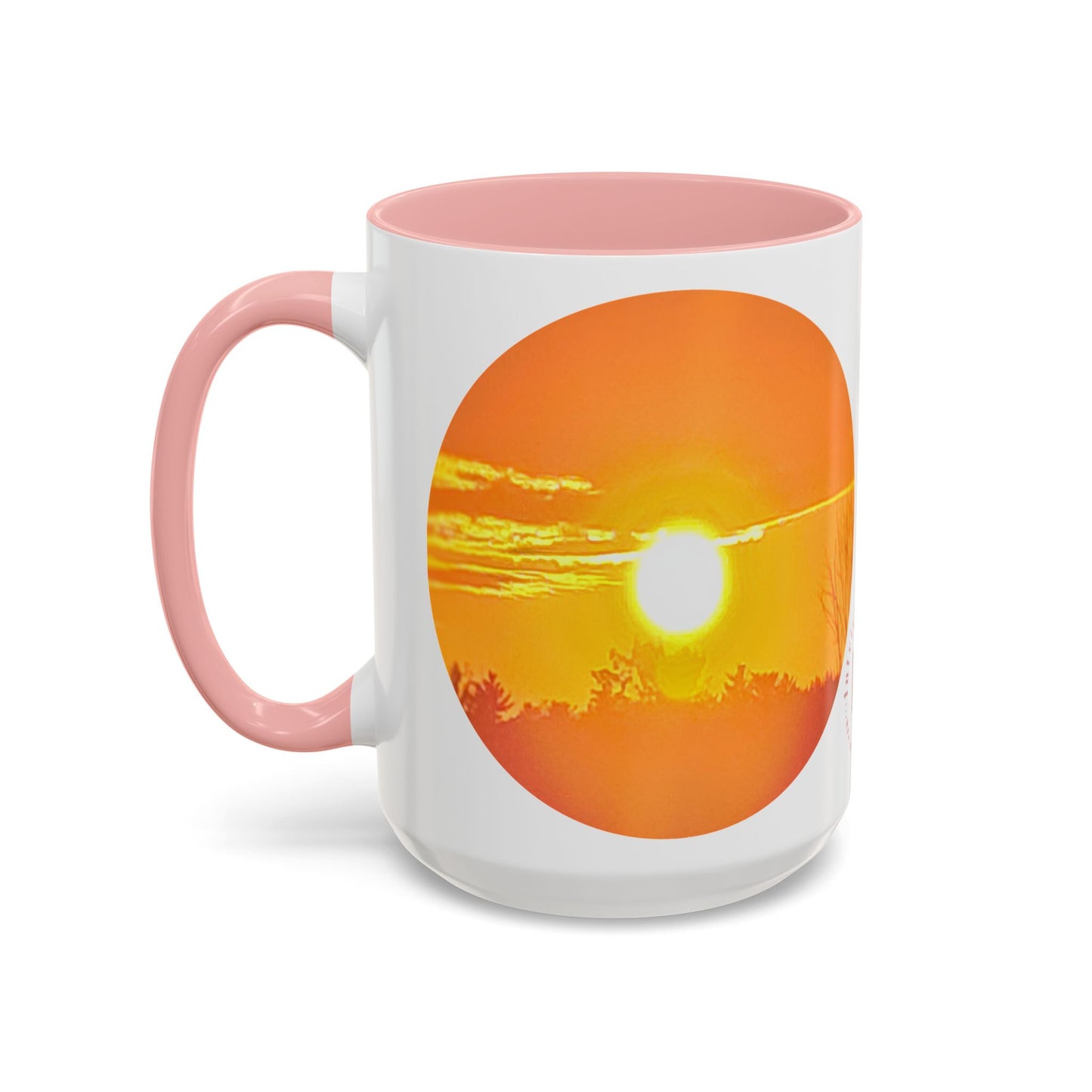 Custom Designed Pink Accent Coffee Mug Available In Two Sizes From The Sunset Series At Intriguing Vistas