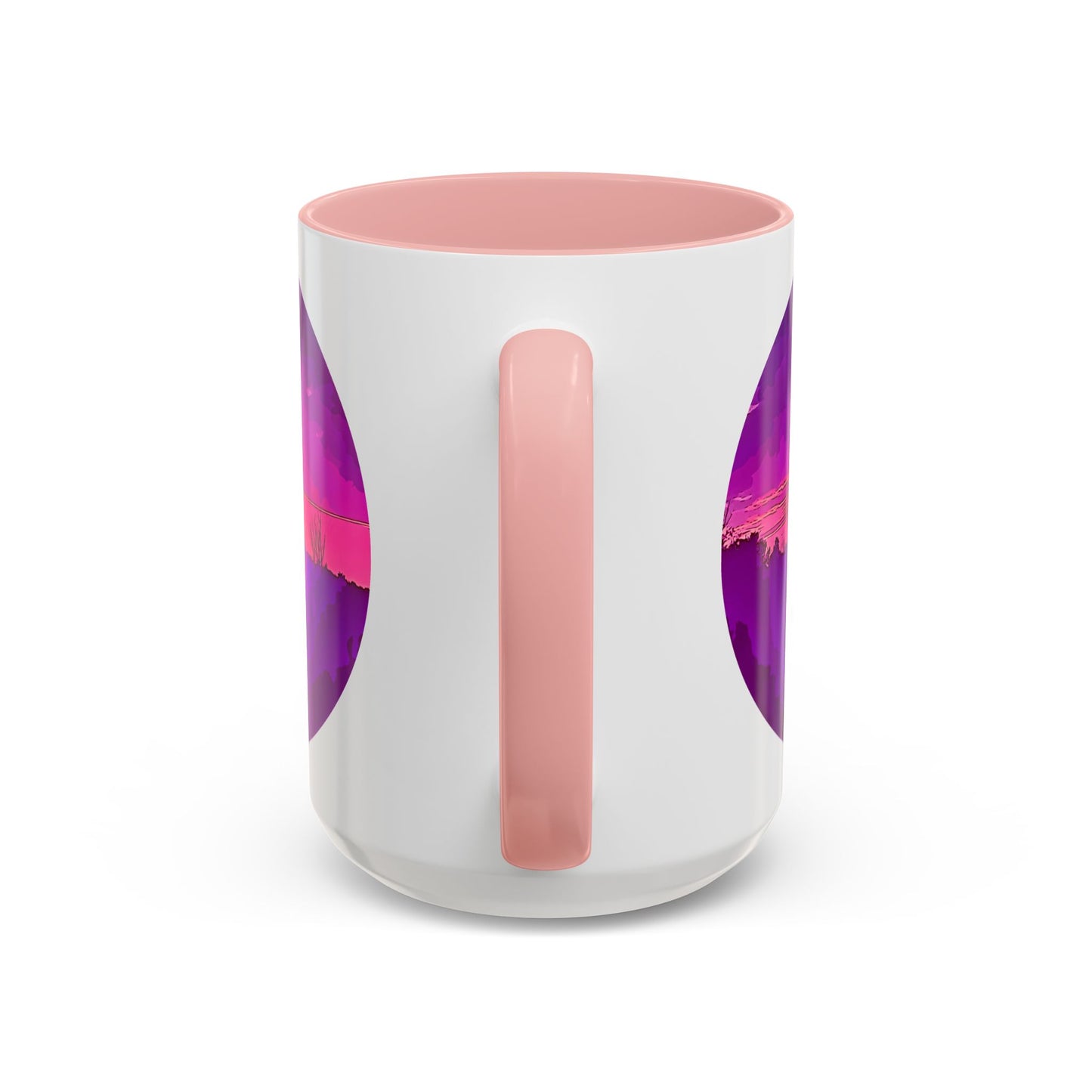 Custom Designed Pink Accent Coffee Mug Available In Two Sizes From The Sunset Series At Intriguing Vistas