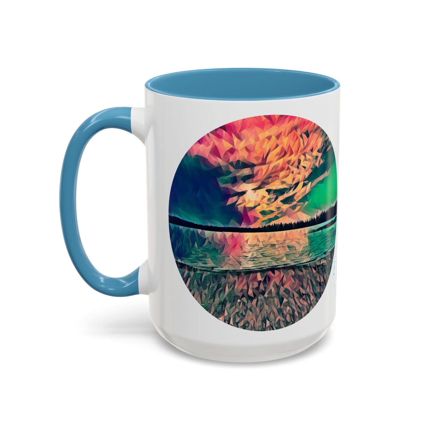 Custom Designed Lt Blue Accent Coffee Mug Available In Two Sizes From The Sunset Series At Intriguing Vistas