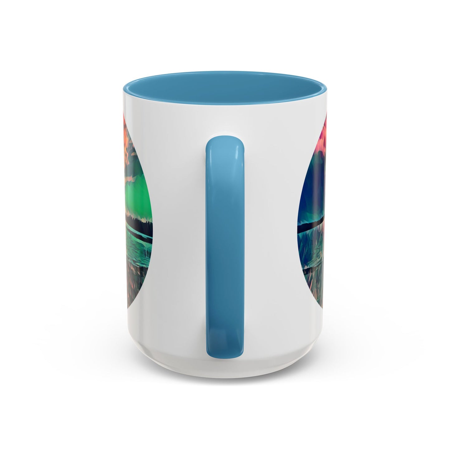 Custom Designed Lt Blue Accent Coffee Mug Available In Two Sizes From The Sunset Series At Intriguing Vistas