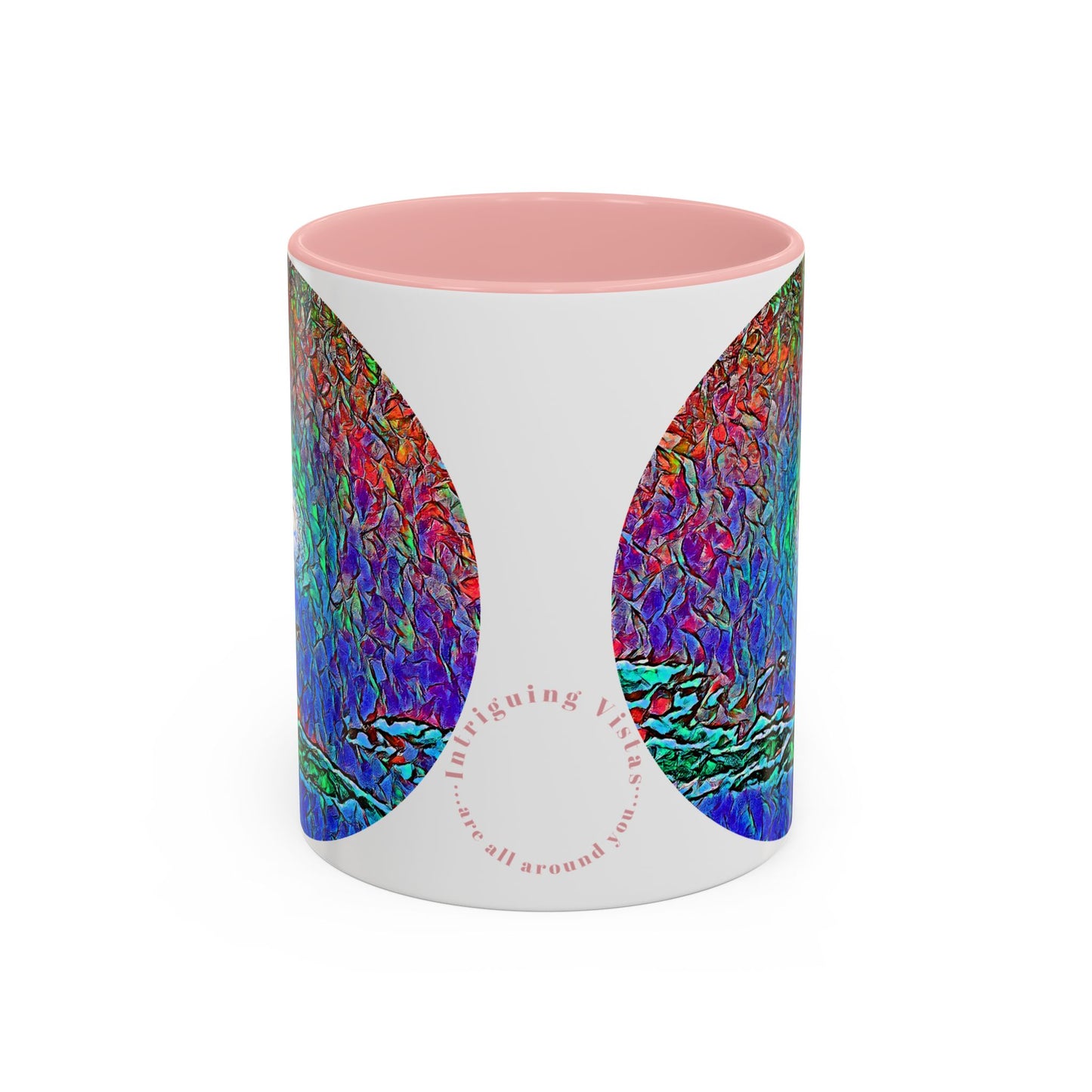 Custom Designed Pink Accent Coffee Mug Available In Two Sizes From The Night Sky Series At Intriguing Vistas