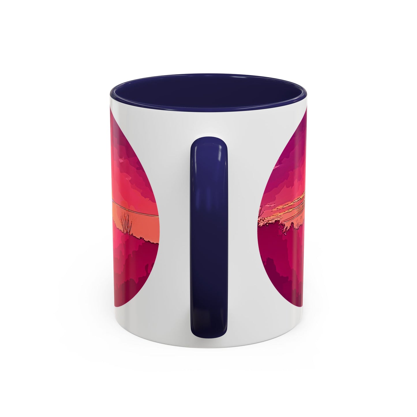 Custom Designed Navy Accent Coffee Mug Available In Two Sizes From The Sunset Series At Intriguing Vistas