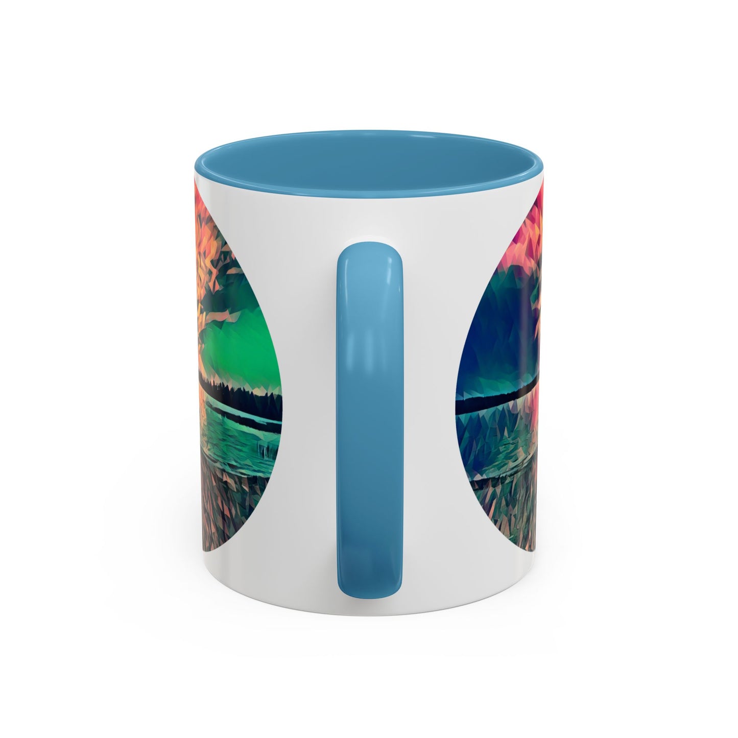 Custom Designed Lt Blue Accent Coffee Mug Available In Two Sizes From The Sunset Series At Intriguing Vistas
