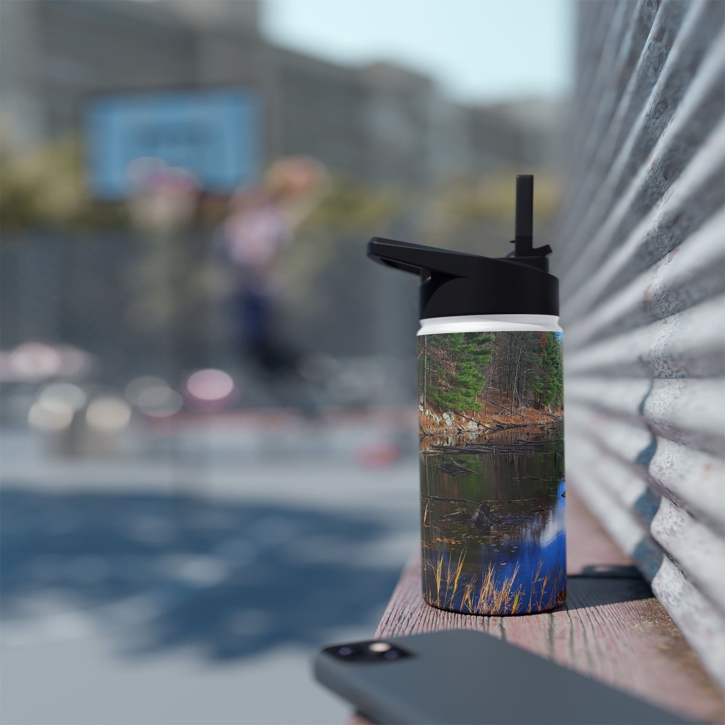 Custom Designed Stainless Steel Water Bottle Available In Three Sizes From The Scenery Series at Intriguing Vistas