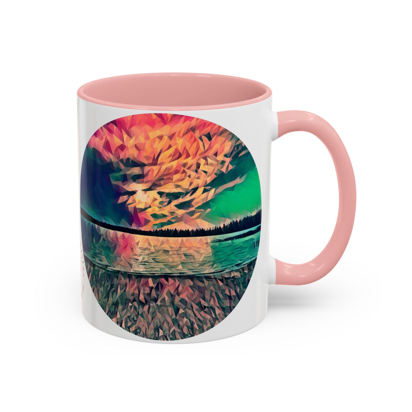 Custom Designed Pink Accent Coffee Mug Available In Two Sizes From The Sunset Series At Intriguing Vistas