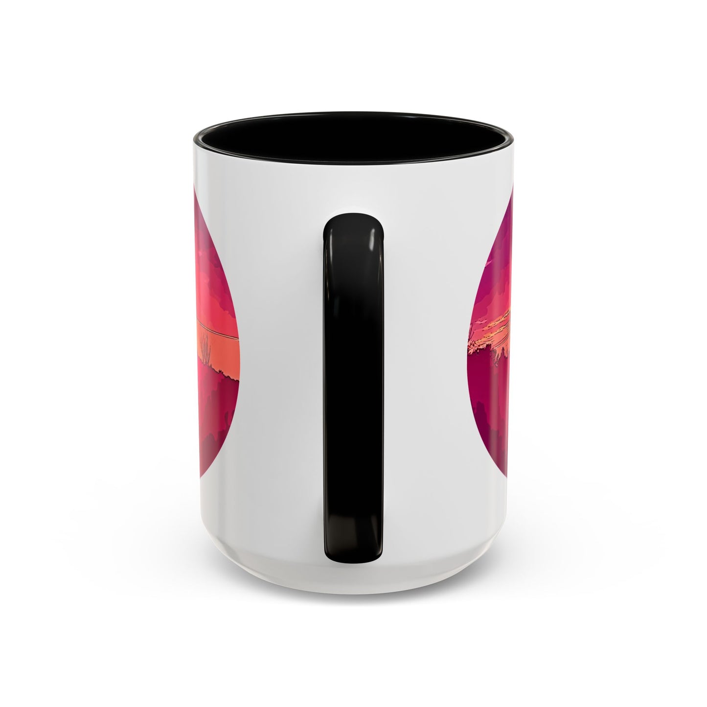 Custom Designed Black Accent Coffee Mug Available In Two Sizes From The Sunset Series At Intriguing Vistas