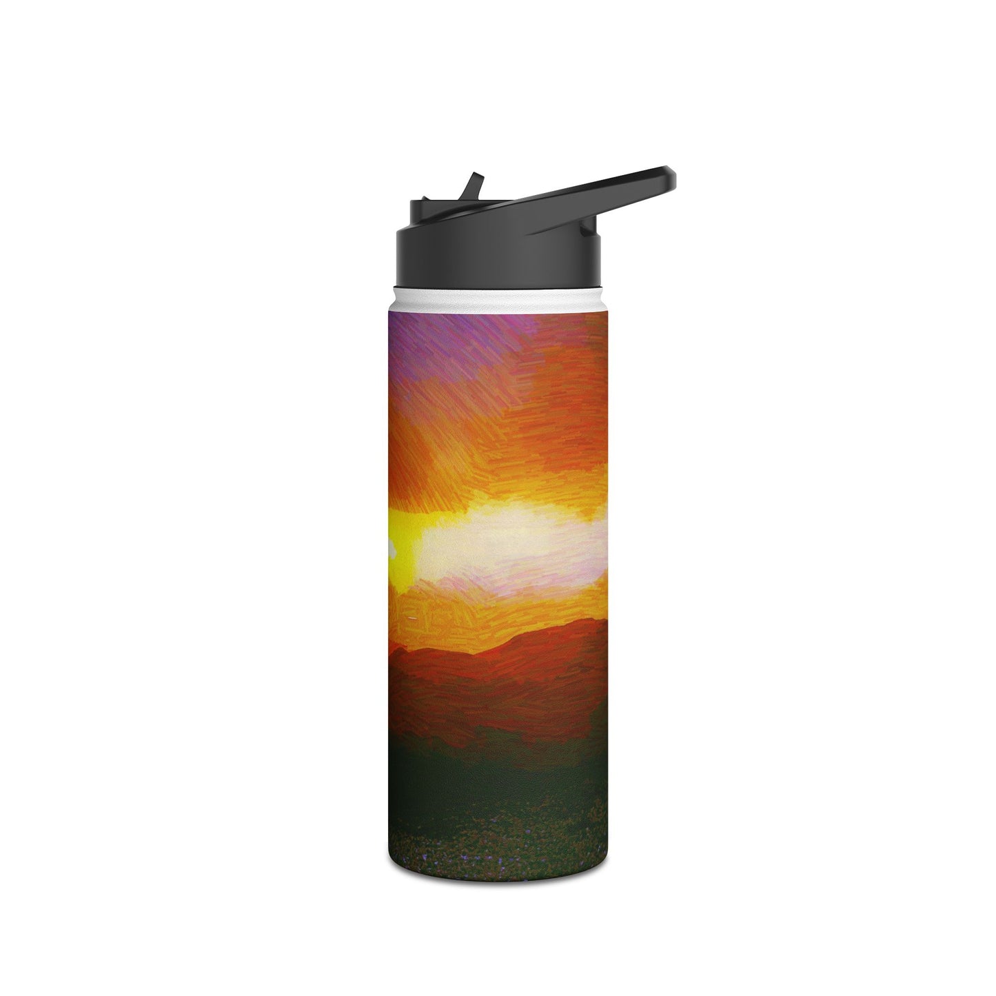 Custom Designed Stainless Steel Water Bottle Available In Three Sizes From The Sunset Series at Intriguing Vistas