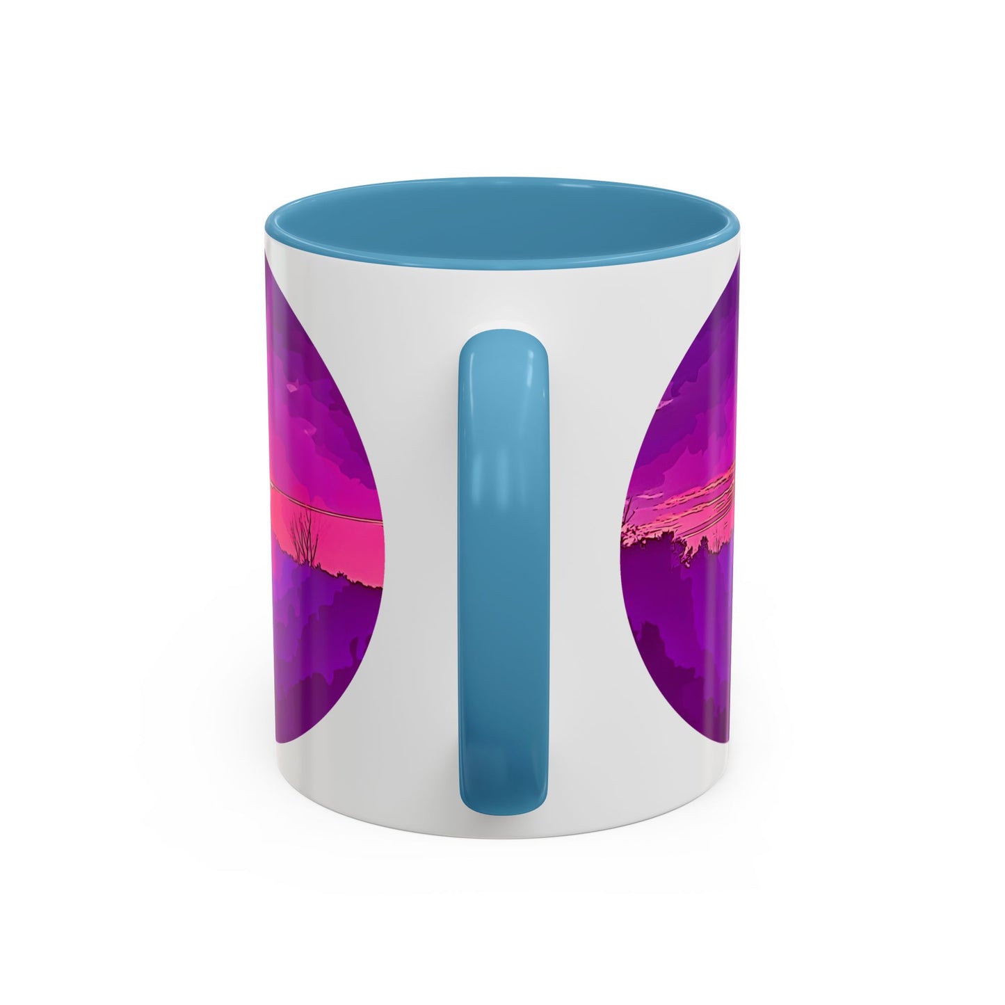Custom Designed Lt Blue Accent Coffee Mug Available In Two Sizes From The Sunset Series At Intriguing Vistas