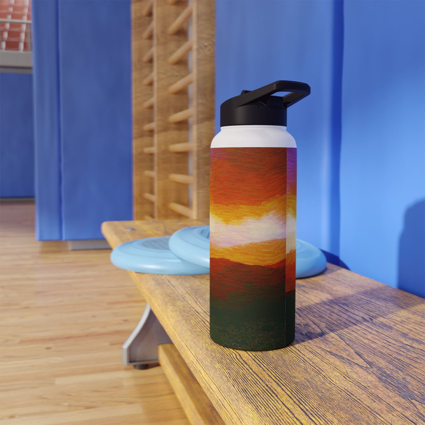 Custom Designed Stainless Steel Water Bottle Available In Three Sizes From The Sunset Series at Intriguing Vistas