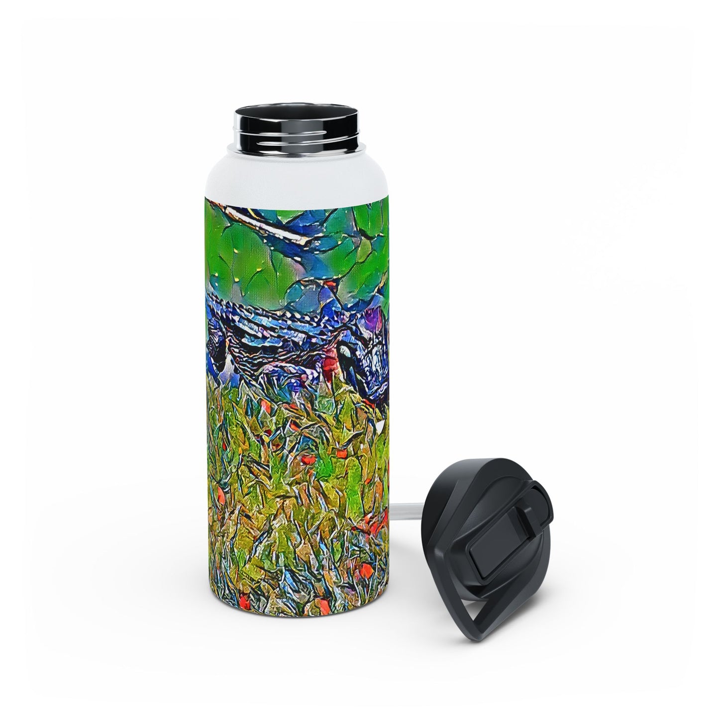 Custom Designed Stainless Steel Water Bottle Available In Three Sizes From The Wildlife Series at Intriguing Vistas