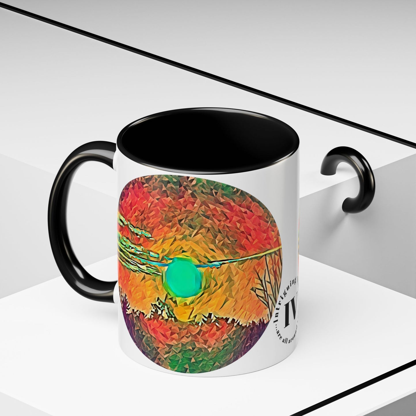 Custom Designed Black Accent Coffee Mug Available In Two Sizes From The Sunset Series At Intriguing Vistas