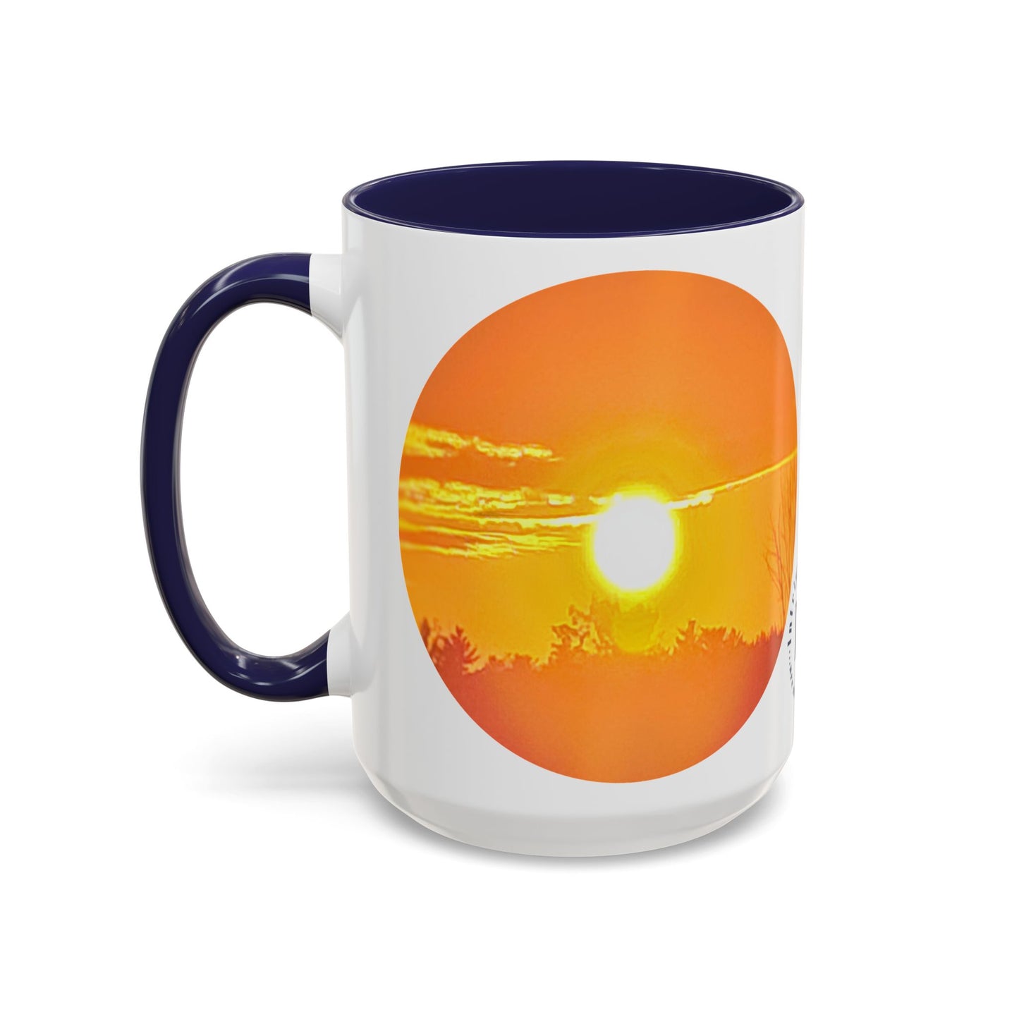 Custom Designed Navy Accent Coffee Mug Available In Two Sizes From The Sunset Series At Intriguing Vistas