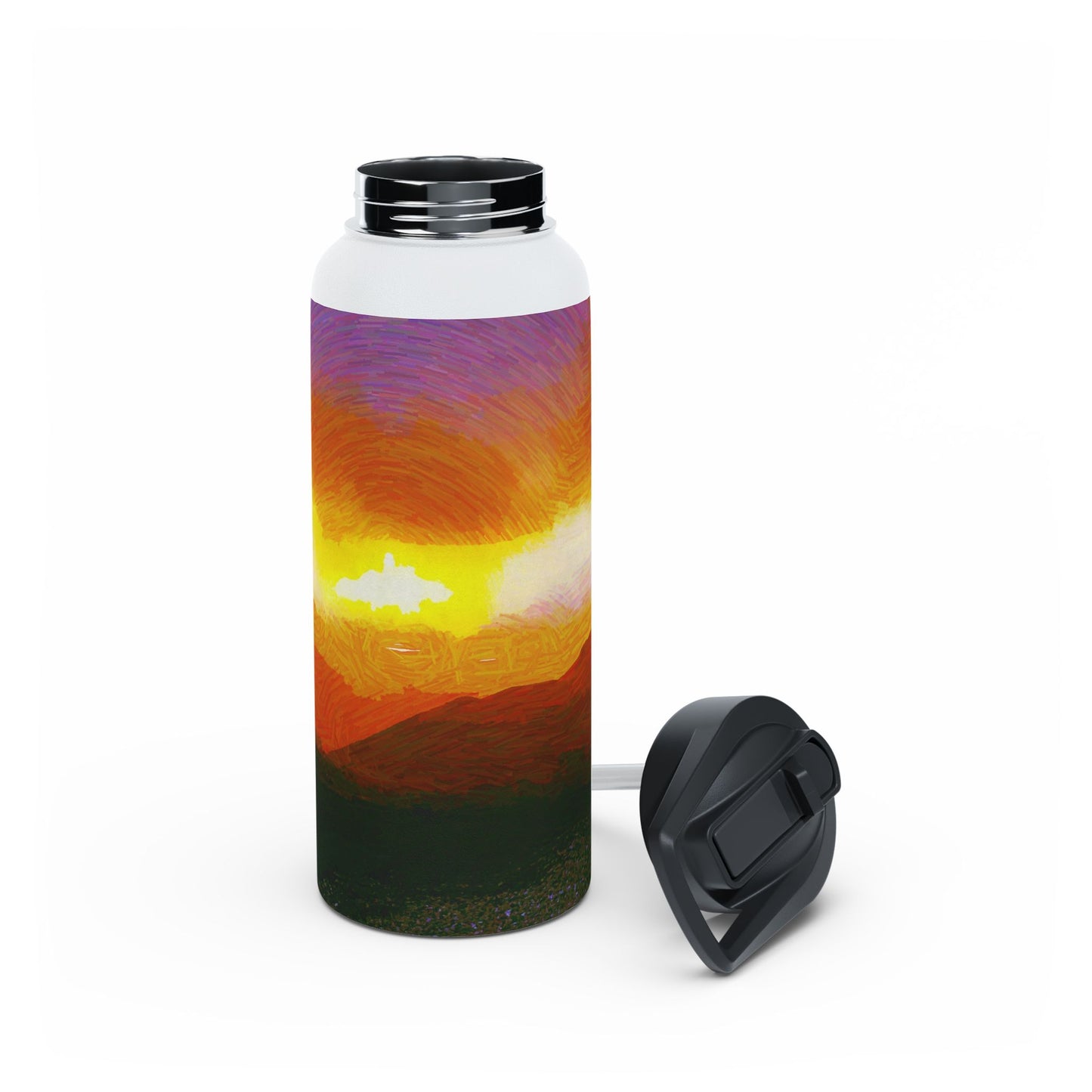 Custom Designed Stainless Steel Water Bottle Available In Three Sizes From The Sunset Series at Intriguing Vistas