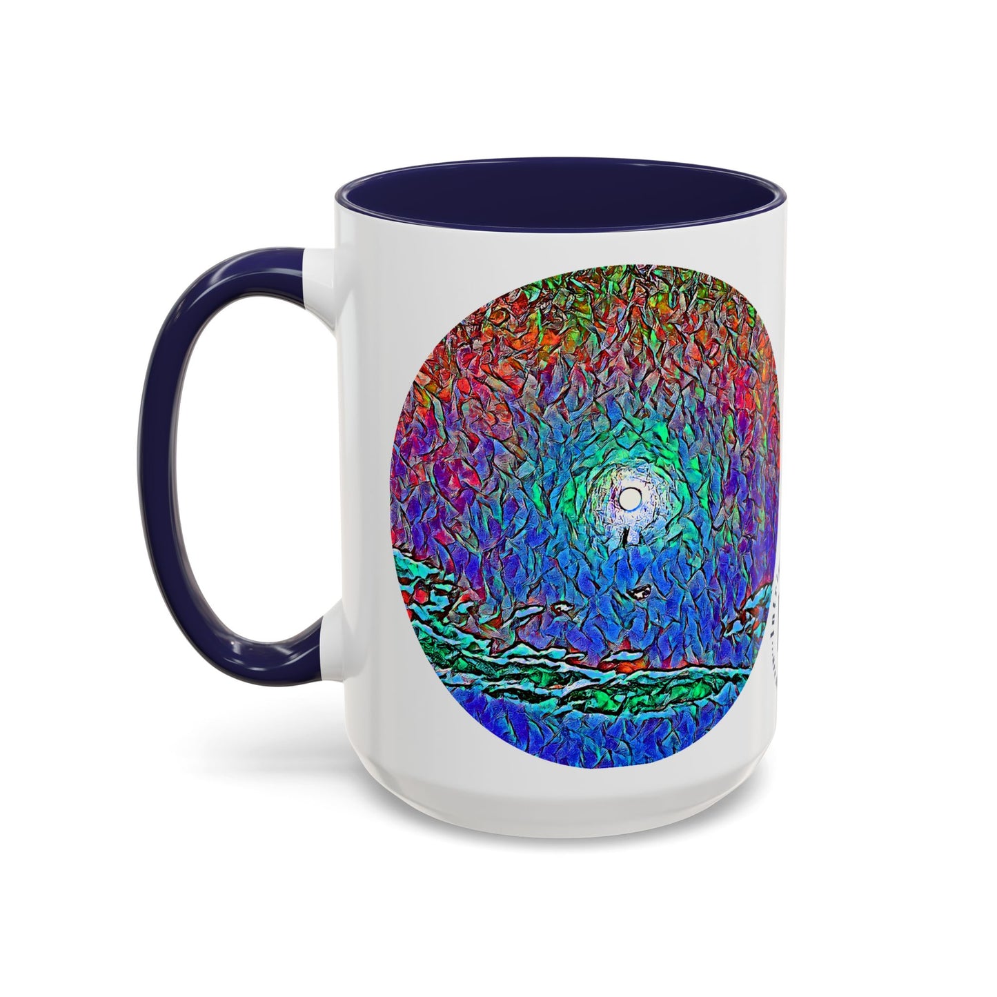 Custom Designed Navy Accent Coffee Mug Available In Two Sizes From The Night Sky Series At Intriguing Vistas