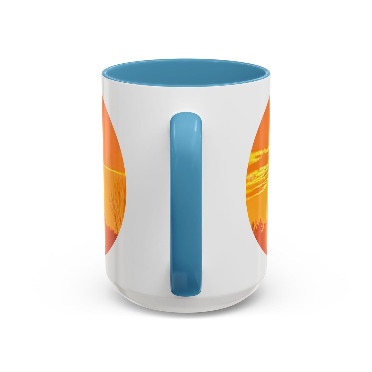 Custom Designed Lt Blue Accent Coffee Mug Available In Two Sizes From The Sunset Series At Intriguing Vistas