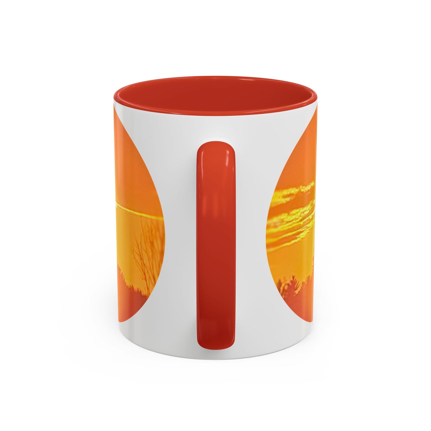 Custom Designed Red Accent Coffee Mug Available In Two Sizes From The Sunset Series At Intriguing Vistas