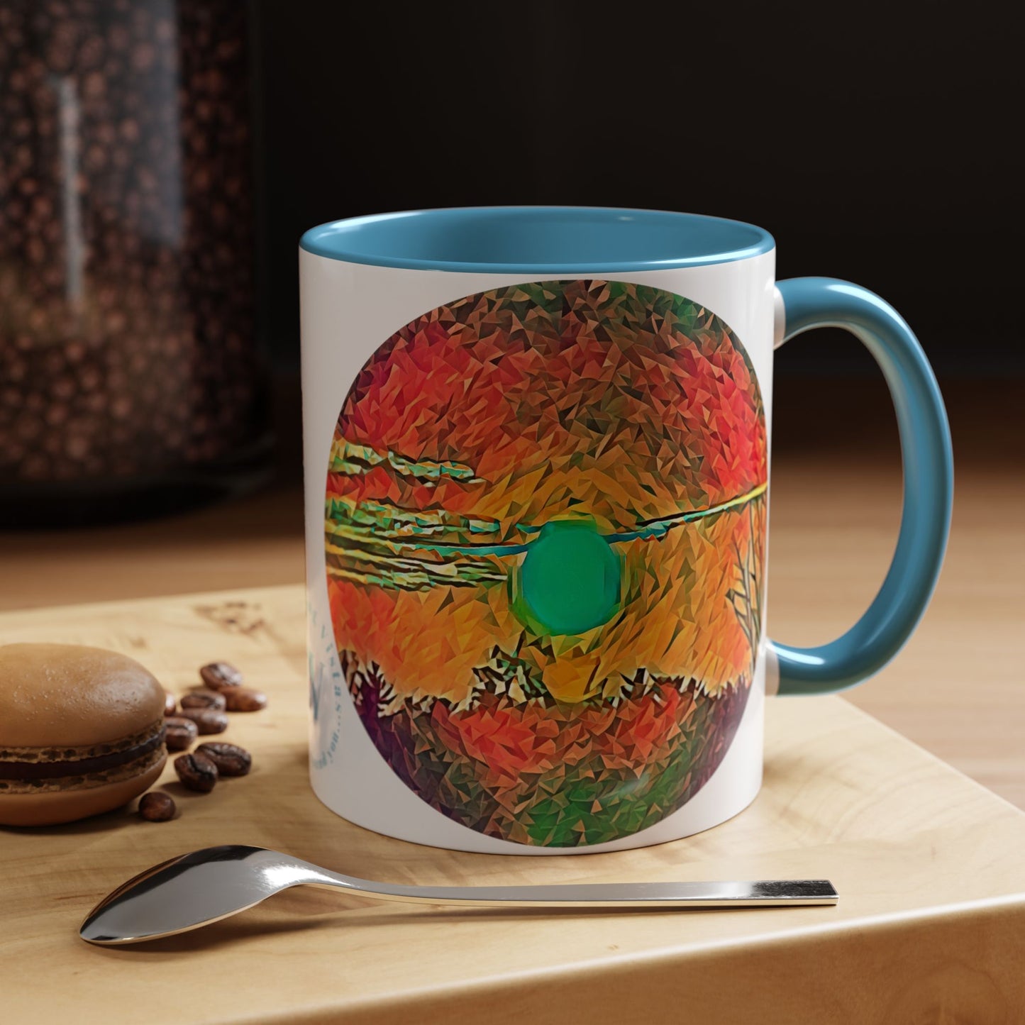 Custom Designed Lt Blue Accent Coffee Mug Available In Two Sizes From The Sunset Series At Intriguing Vistas