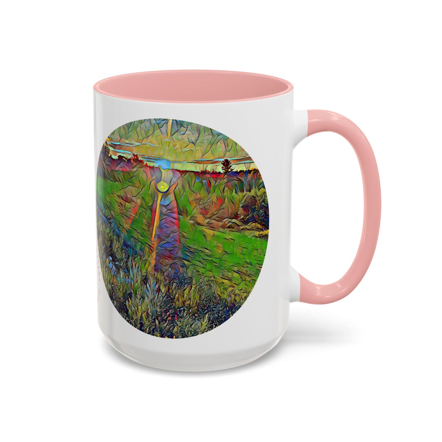 Custom Designed Pink Accent Coffee Mug Available In Two Sizes From The Sunset Series At Intriguing Vistas