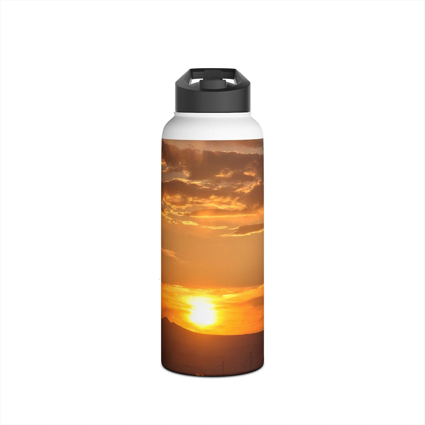 Custom Designed Stainless Steel Water Bottle Available In Three Sizes From The Sunset Series at Intriguing Vistas