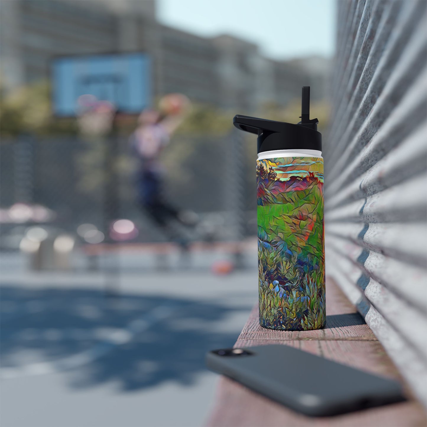 Custom Designed Stainless Steel Water Bottle Available In Three Sizes From The Sunset Series at Intriguing Vistas