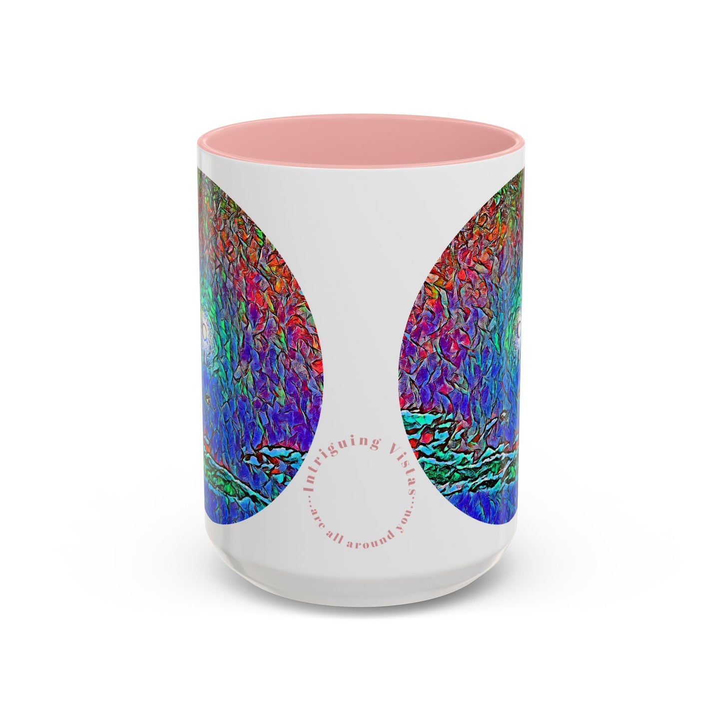 Custom Designed Pink Accent Coffee Mug Available In Two Sizes From The Night Sky Series At Intriguing Vistas