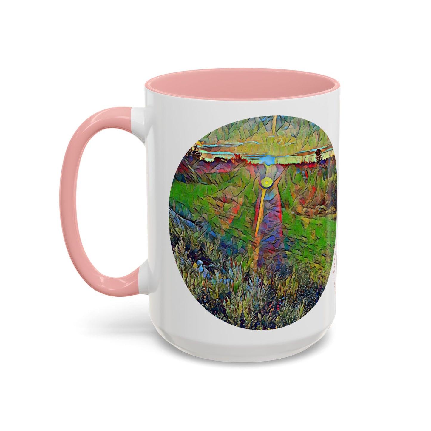 Custom Designed Pink Accent Coffee Mug Available In Two Sizes From The Sunset Series At Intriguing Vistas