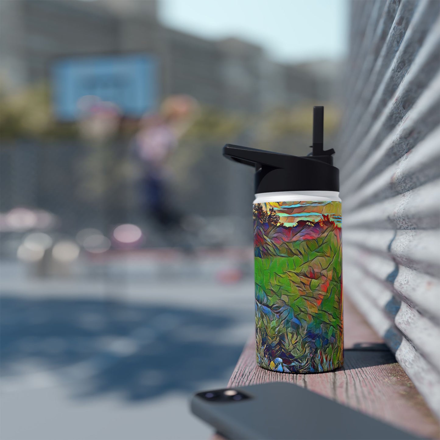 Custom Designed Stainless Steel Water Bottle Available In Three Sizes From The Sunset Series at Intriguing Vistas
