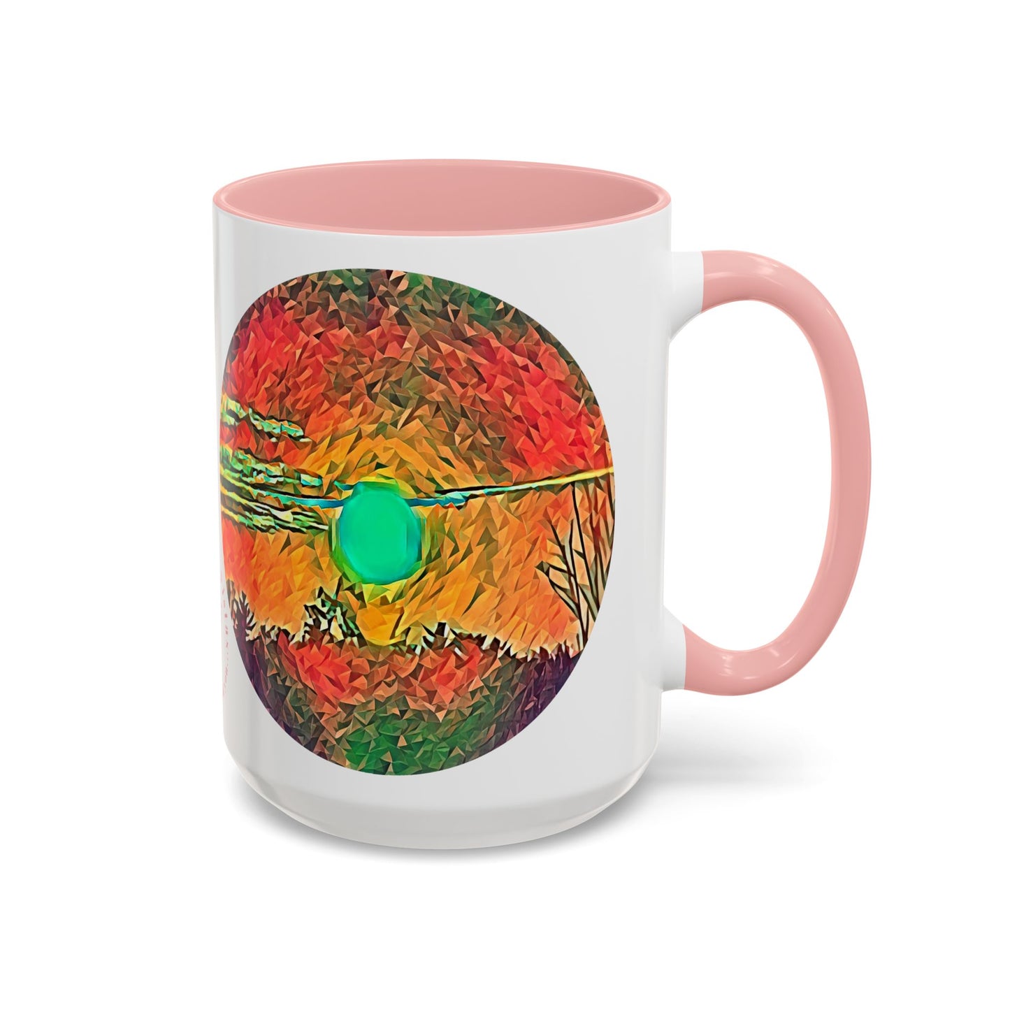 Custom Designed Pink Accent Coffee Mug Available In Two Sizes From The Sunset Series At Intriguing Vistas