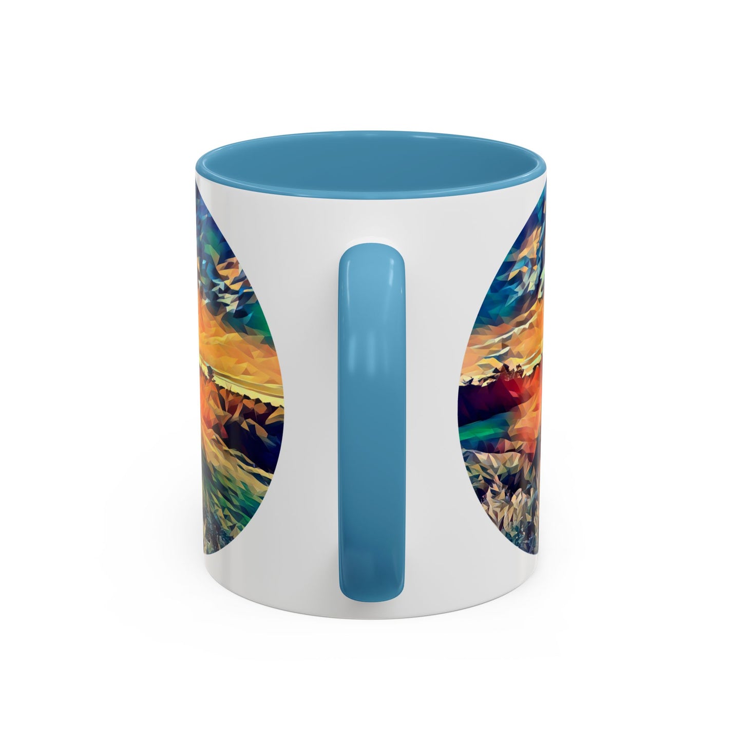 Custom Designed Lt Blue Accent Coffee Mug Available In Two Sizes From The Sunset Series At Intriguing Vistas