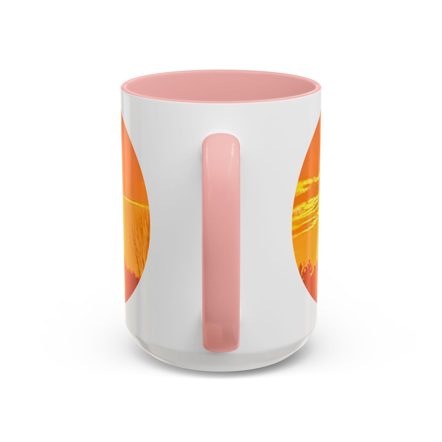 Custom Designed Pink Accent Coffee Mug Available In Two Sizes From The Sunset Series At Intriguing Vistas