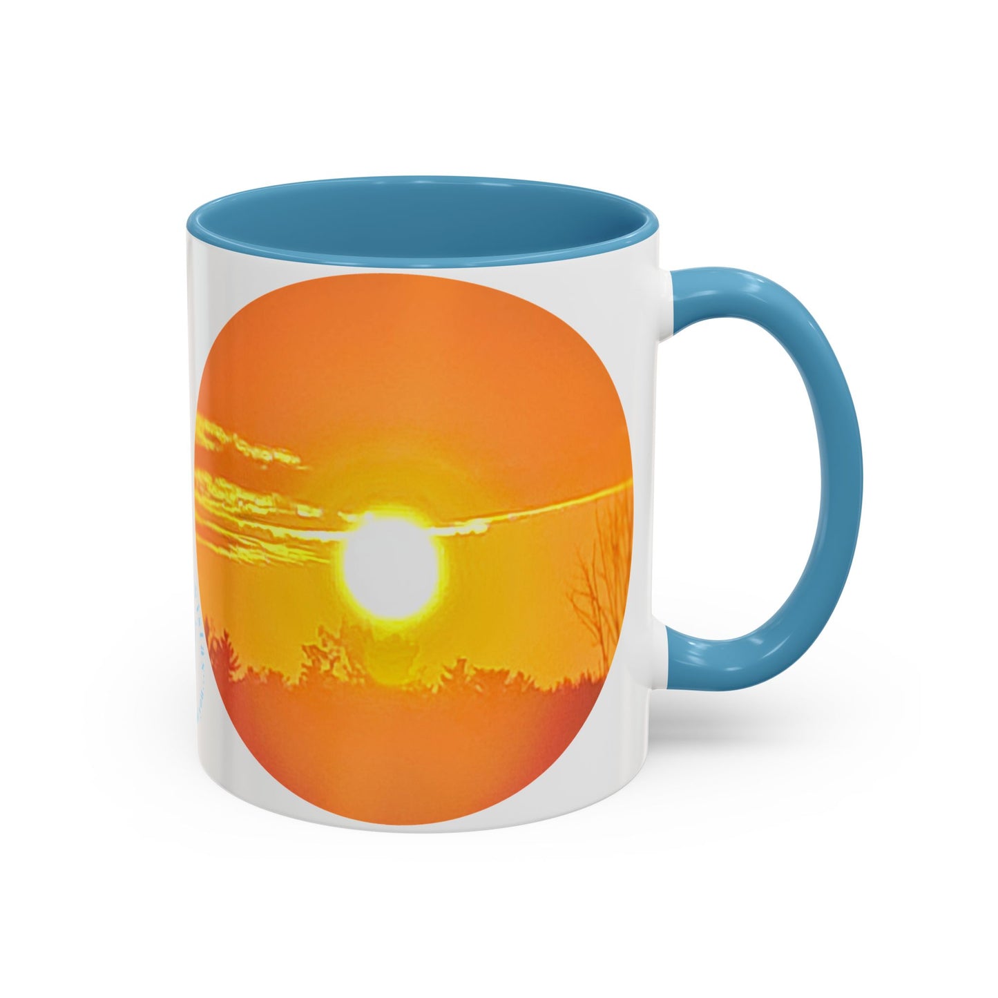 Custom Designed Lt Blue Accent Coffee Mug Available In Two Sizes From The Sunset Series At Intriguing Vistas