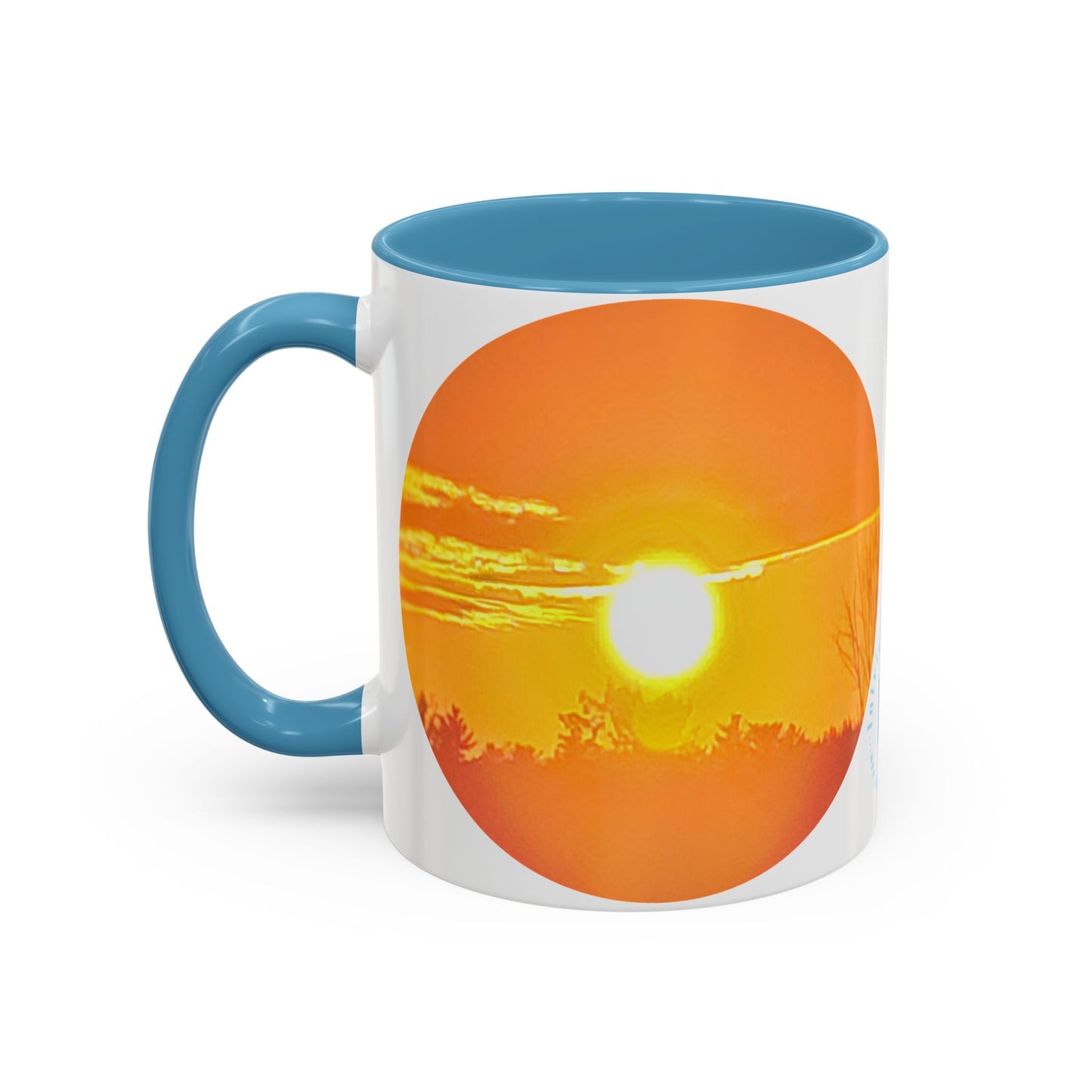 Custom Designed Lt Blue Accent Coffee Mug Available In Two Sizes From The Sunset Series At Intriguing Vistas
