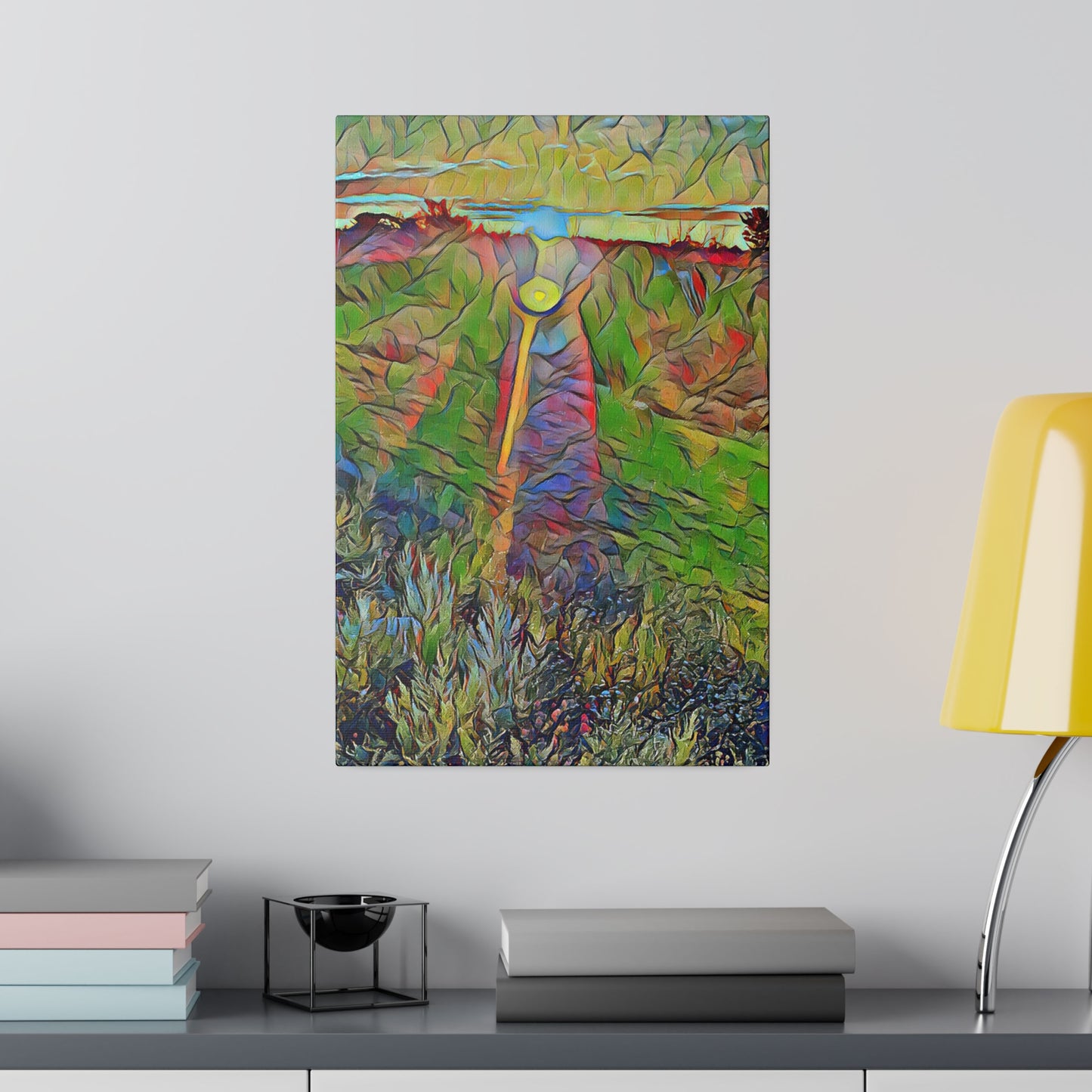 Canvas Print Sunset Pittsfield Poly Art - Vibrant Wall Decor - Intriguing Vistas