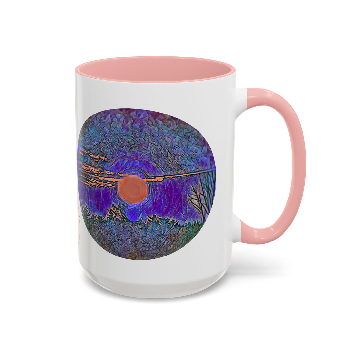 Custom Designed Pink Accent Coffee Mug Available In Two Sizes From The Sunset Series At Intriguing Vistas